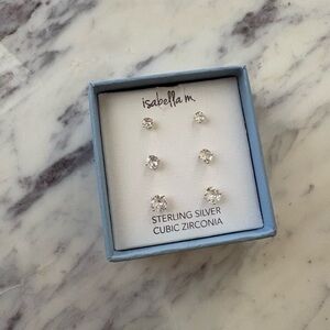Sterling Silver Cubic Zirconia Diond Gold Stud Earrings
